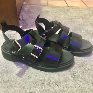 Chunky Wide Width Black Strappy Sandal